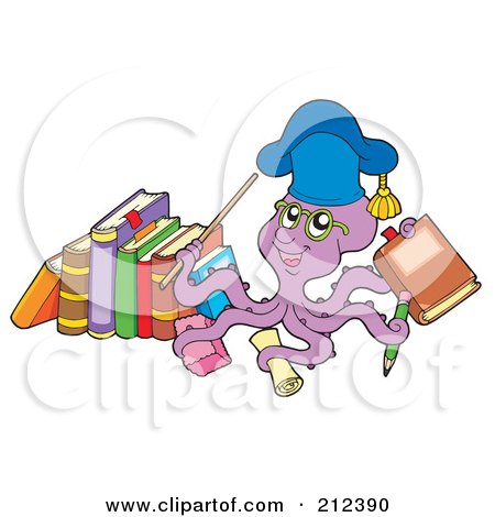 Royalty-Free (RF) Clipart Illustration of an Octopus Teacher By Books by visekart