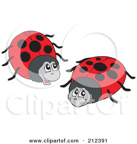 Royalty-Free (RF) Clipart Illustration of a Digital Collage Of Two Ladybugs by visekart