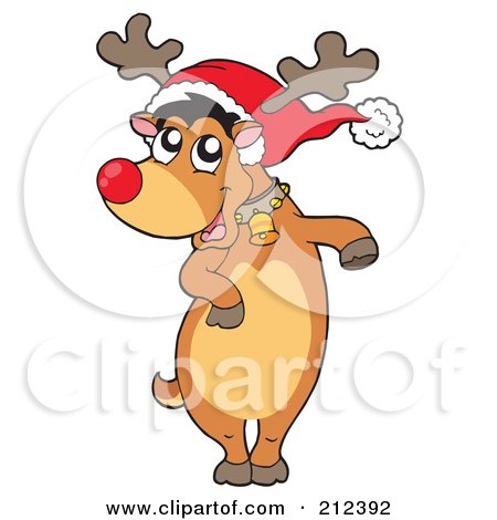 Royalty-Free (RF) Clipart Illustration of a Happy Dancing Christmas Reindeer by visekart