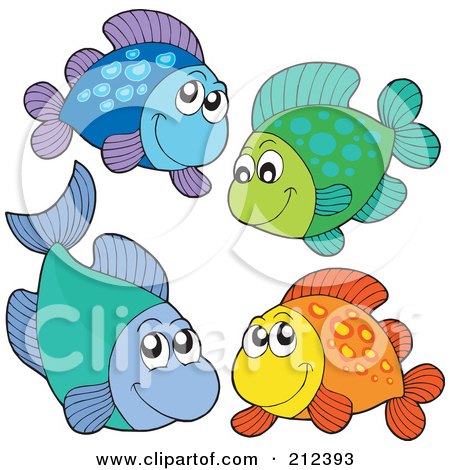 Royalty-Free (RF) Clipart Illustration of a Digital Collage Of Four Marine Fish - 2 by visekart