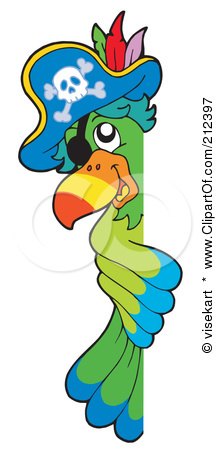 Royalty-Free (RF) Clipart Illustration of a Pirate Parrot Looking Around A Blank Sign by visekart