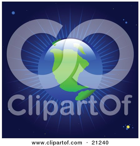 Clipart Illustration of Light Radiating From Planet Earth As Seen From Outer Space by elaineitalia