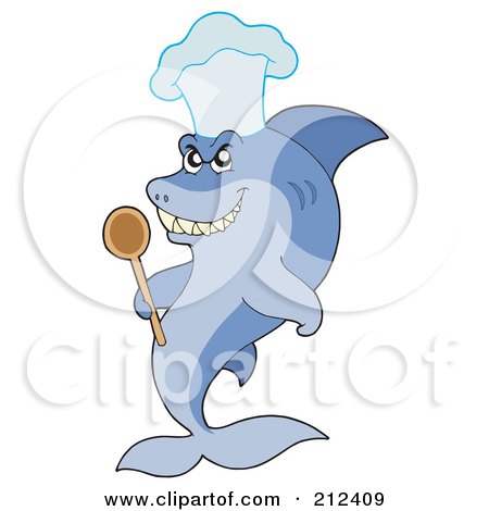 Royalty-Free (RF) Clipart Illustration of a Chef Shark Holding A Spoon by visekart