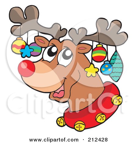 Royalty-Free (RF) Clipart Illustration of Ornaments On A Reindeer's Antlers by visekart