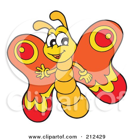 Royalty-Free (RF) Clipart Illustration of a Cute Orange Butterfly Flying by visekart