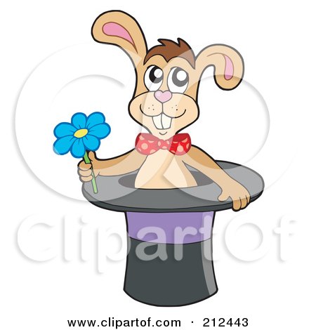 Royalty-Free (RF) Clipart Illustration of a Magician Rabbit In A Hat With A Flower by visekart