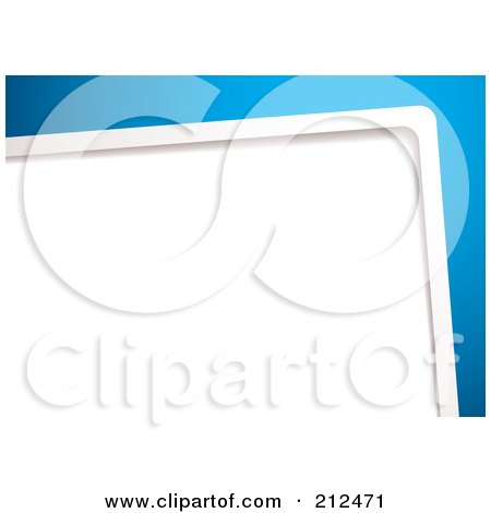 Royalty-Free (RF) Clipart Illustration of a Corner Of A Blank Business Card Over Blue by michaeltravers