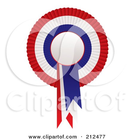 Royalty-Free (RF) Clipart Illustration of a Red, White And Blue Rosette Award Ribbon by michaeltravers
