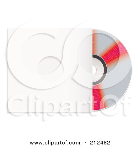 Royalty-Free (RF) Clipart Illustration of a Reflective Red And Silver Cd Emerging From A Sleeve by michaeltravers
