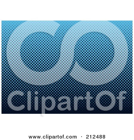 Royalty-Free (RF) Clipart Illustration of a Gradient Blue To Black Halftone Background by michaeltravers