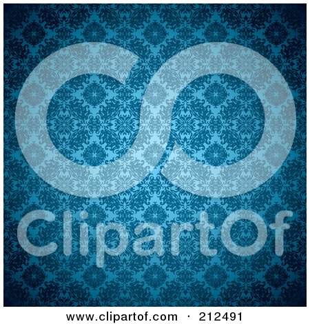 Royalty-Free (RF) Clipart Illustration of a Light Shining On A Blue Gothic Pattern Background by michaeltravers