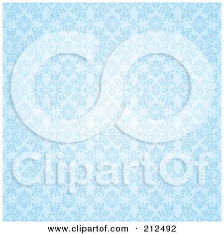 Royalty-Free (RF) Clipart Illustration of a Pale Blue Seamless Gothic Pattern Background by michaeltravers