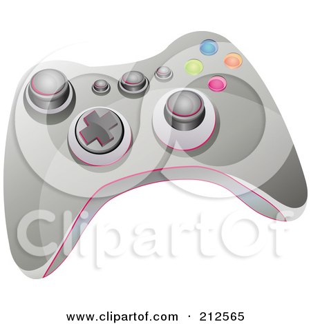 Royalty-Free (RF) Clipart Illustration of a Gray Video Game Controller With Buttons And Knobs by YUHAIZAN YUNUS