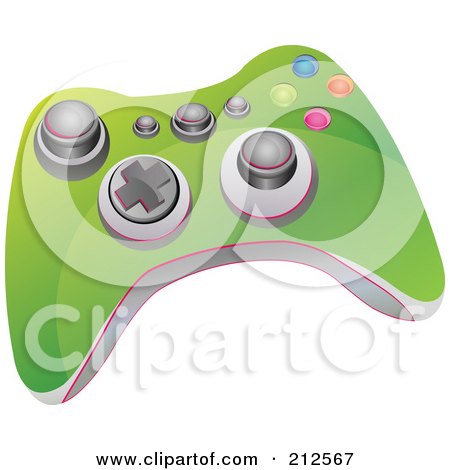 Royalty-Free (RF) Clipart Illustration of a Green Video Game Controller With Buttons And Knobs by YUHAIZAN YUNUS