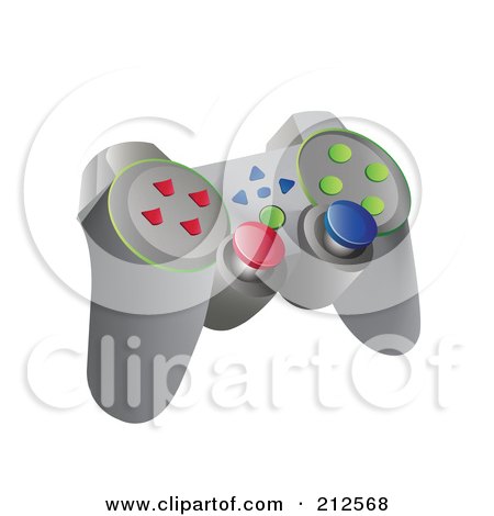 Royalty-Free (RF) Clipart Illustration of a Gray Video Game Controller With Buttons And Joysticks by YUHAIZAN YUNUS