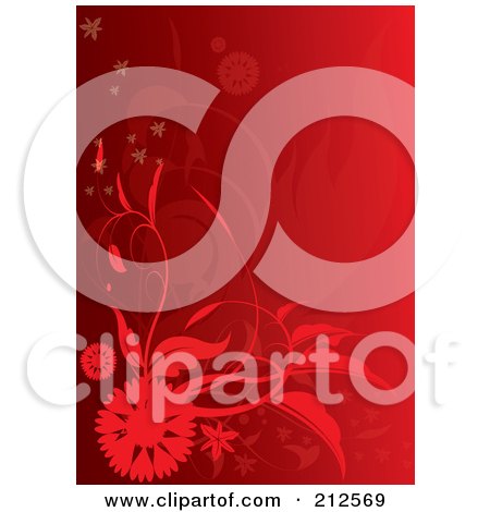 Royalty-Free (RF) Clipart Illustration of a Gradient Red Foliage Background by YUHAIZAN YUNUS