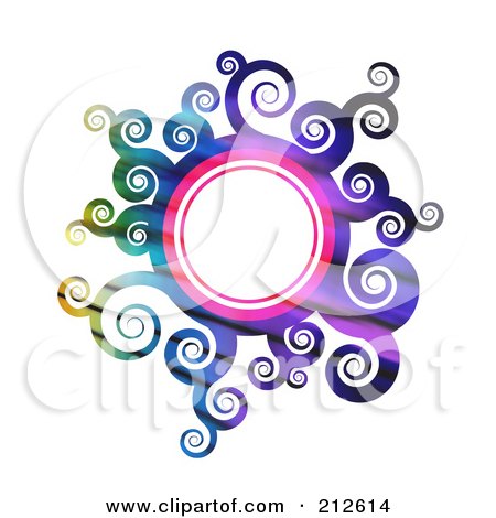Royalty-Free (RF) Clipart Illustration of a Gradient Colorful Sun Or Floral Circle Frame by Arena Creative