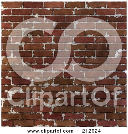 Royalty-Free (RF) Clipart Illustration of a 3d Seamless Aged Red And Brown Brick Wall Background by Arena Creative