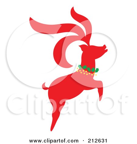 Royalty-Free (RF) Clipart Illustration of a Red Christmas Reindeer - 2 by Cherie Reve