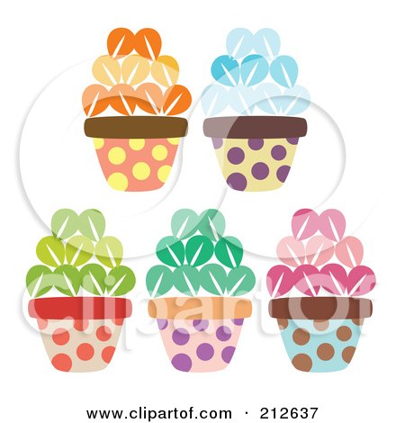Royalty-Free (RF) Clipart Illustration of a Digital Collage Of Colorful Flowers In Pots by Cherie Reve