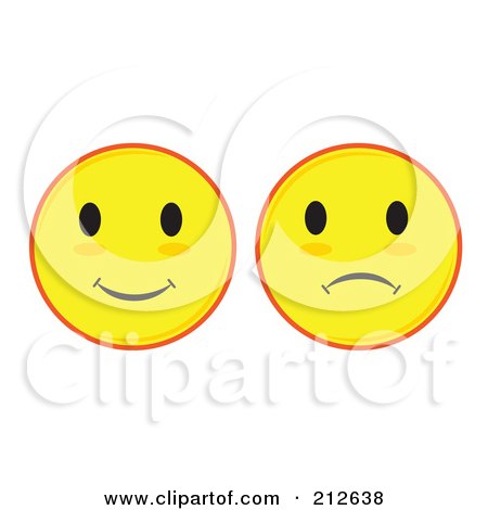 Royalty-Free (RF) Clipart Illustration of a Digital Collage Of Yellow Smiley And Sad Faces by Cherie Reve