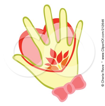 Royalty-Free (RF) Clipart Illustration of a Yellow Hand Warming A Heart by Cherie Reve