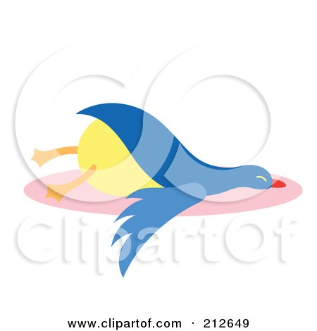 Royalty-Free (RF) Clipart Illustration of a Lazy Blue Duck by Cherie Reve