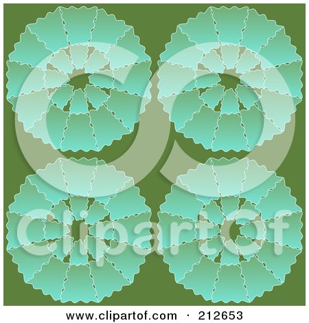 Royalty-Free (RF) Clipart Illustration of a Seamless Repeat Background Of Circles On Green by chrisroll