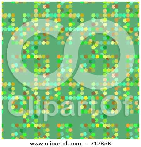 Royalty-Free (RF) Clipart Illustration of a Seamless Repeat Background Of Colorful Spots On Green by chrisroll