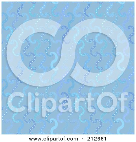 Royalty-Free (RF) Clipart Illustration of a Seamless Repeat Background Of Blue Bubbly Swirls by chrisroll