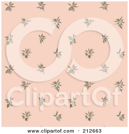 Royalty-Free (RF) Clipart Illustration of a Seamless Repeat Background Of Leaves On Pink by chrisroll
