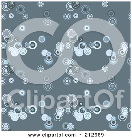 Royalty-Free (RF) Clipart Illustration of a Seamless Repeat Background Of Blue Circles On Blue by chrisroll