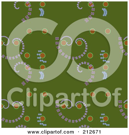Royalty-Free (RF) Clipart Illustration of a Seamless Repeat Background Of Swirls On Green by chrisroll