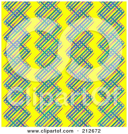 Royalty-Free (RF) Clipart Illustration of a Seamless Repeat Background Of Colorful Vertical Lines On Yellow by chrisroll