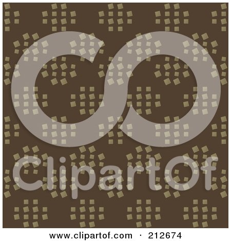 Royalty-Free (RF) Clipart Illustration of a Seamless Repeat Background Of Circles Of Tan Squares On Brown by chrisroll