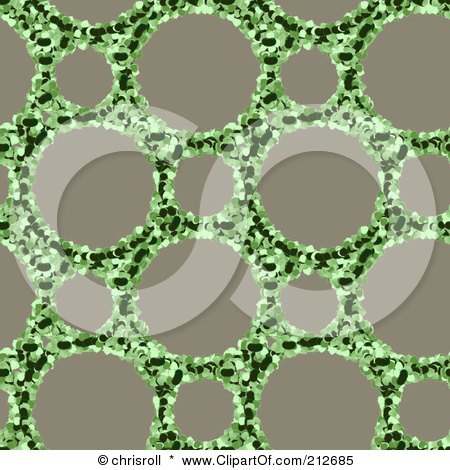 Royalty-Free (RF) Clipart Illustration of a Seamless Repeat Background Of Green Petals Forming Circles On Taupe by chrisroll