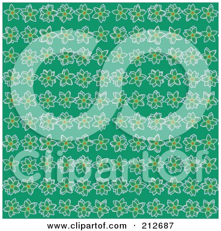 Royalty-Free (RF) Clipart Illustration of a Seamless Repeat Background Of Green Flowers by chrisroll