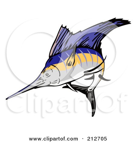 Royalty-Free (RF) Clipart Illustration of a Sailfish Jumping by patrimonio