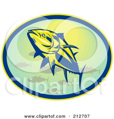 Royalty-Free (RF) Clipart Illustration of a Swimming Bluefin Tuna Logo by patrimonio