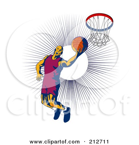 Royalty-Free (RF) Clipart Illustration of a Basketballer Shooting Hoops by patrimonio