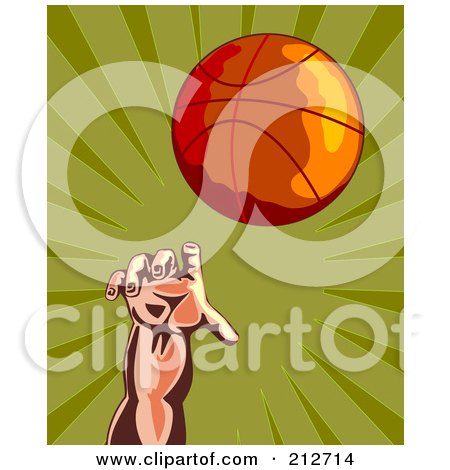 Royalty-Free (RF) Clipart Illustration of a Basketballer Hand Tossing A Ball by patrimonio
