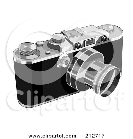 Royalty-Free (RF) Clipart Illustration of a Black And Chrome Slr Camera by patrimonio