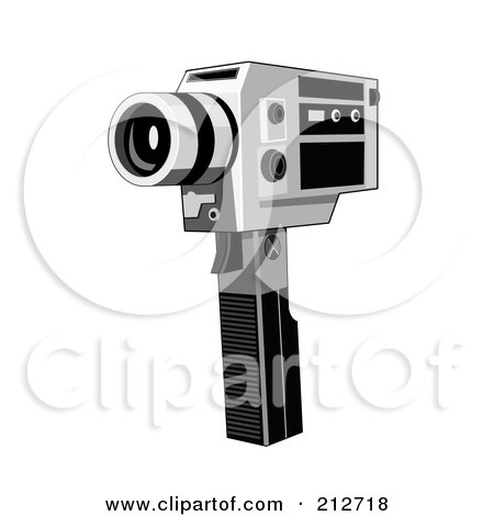 Royalty-Free (RF) Clipart Illustration of a Camcorder On A Tripod by patrimonio