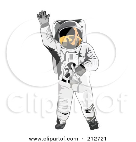 Royalty-Free (RF) Clipart Illustration of a Waving Astronaut by patrimonio