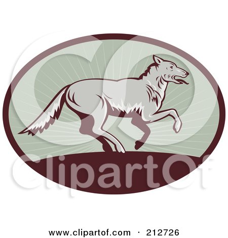 Royalty-Free (RF) Clipart Illustration of a Running Wolf Logo by patrimonio
