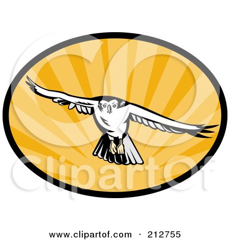 Royalty-Free (RF) Clipart Illustration of a Flying Hawk Logo by patrimonio