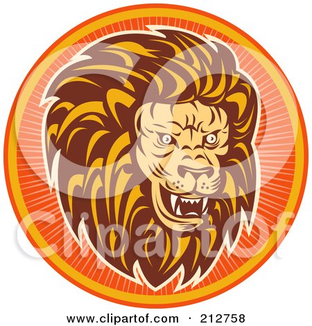 Royalty-Free (RF) Clipart Illustration of a Lion Head Logo by patrimonio