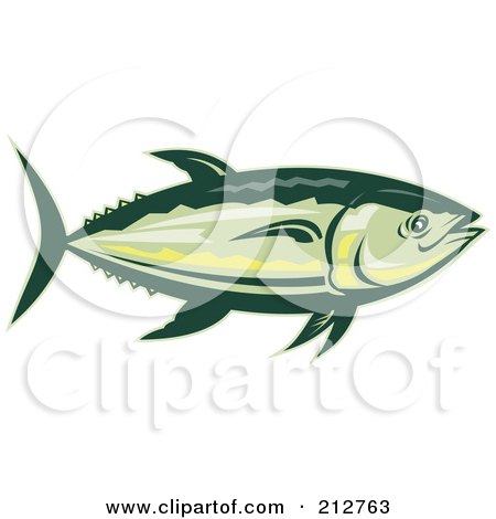 Royalty-Free (RF) Clipart Illustration of a Yellowfin Tuna Fish by patrimonio