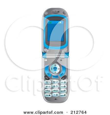 Royalty-Free (RF) Clipart Illustration of an Open Flip Phone by patrimonio
