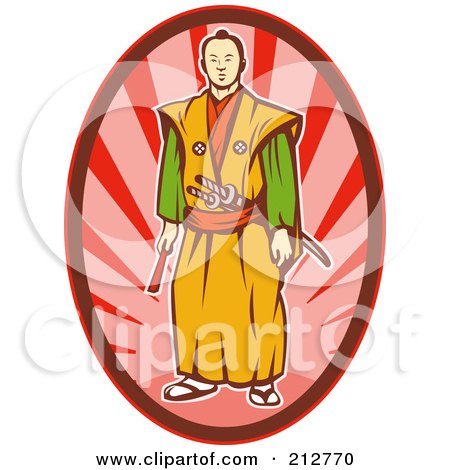 Royalty-Free (RF) Clipart Illustration of a Standing Samurai Warrior Logo by patrimonio